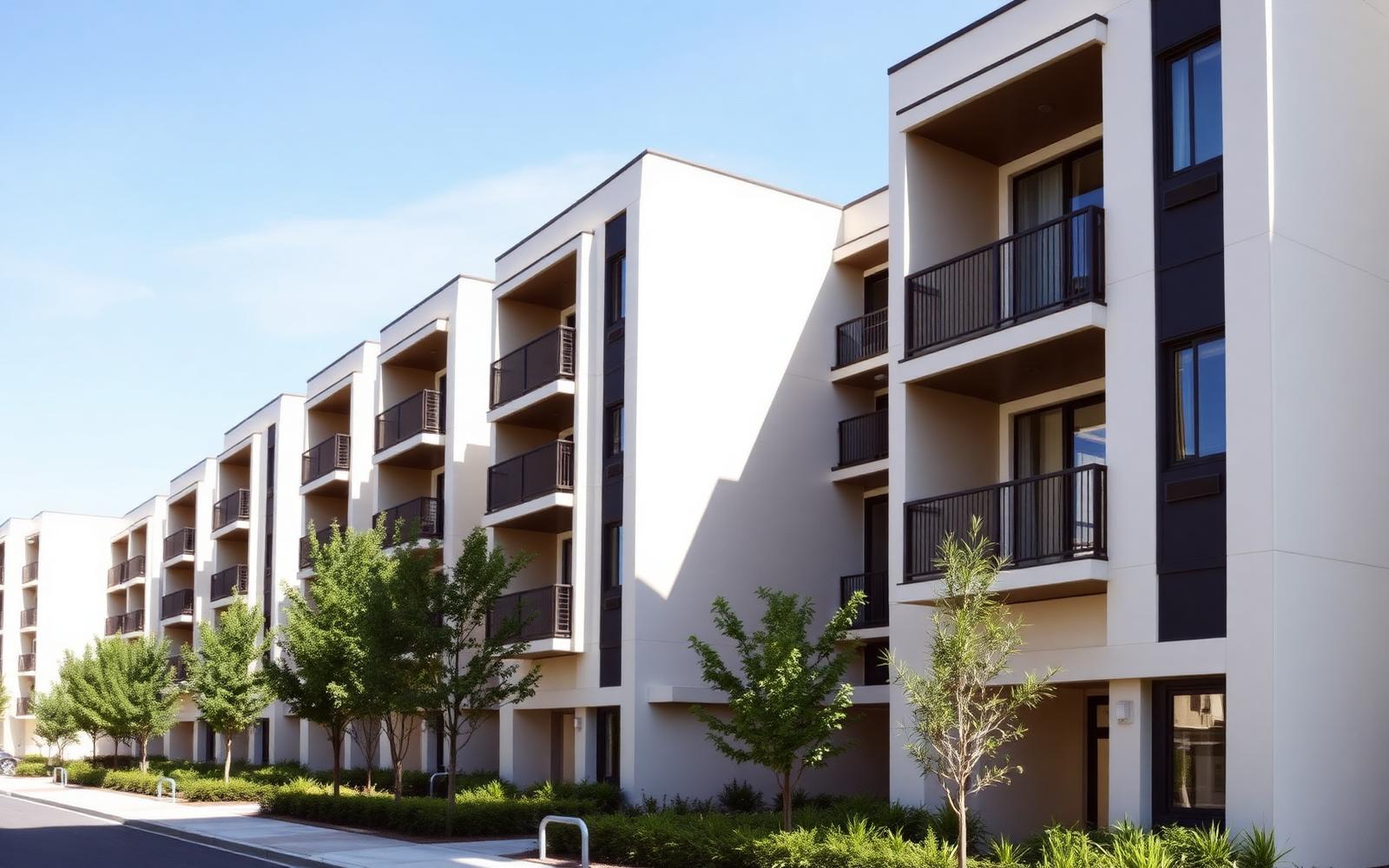 Modern apartment community exterior